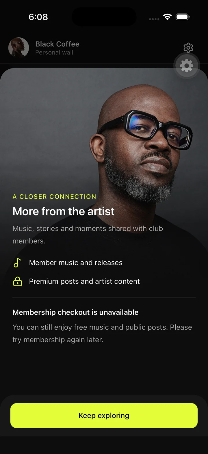 Actual Wayvee beta membership screen